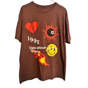 PacSun Level Up Tropics Tshirt Mens Size XL Brown Light Shines in Dark Places